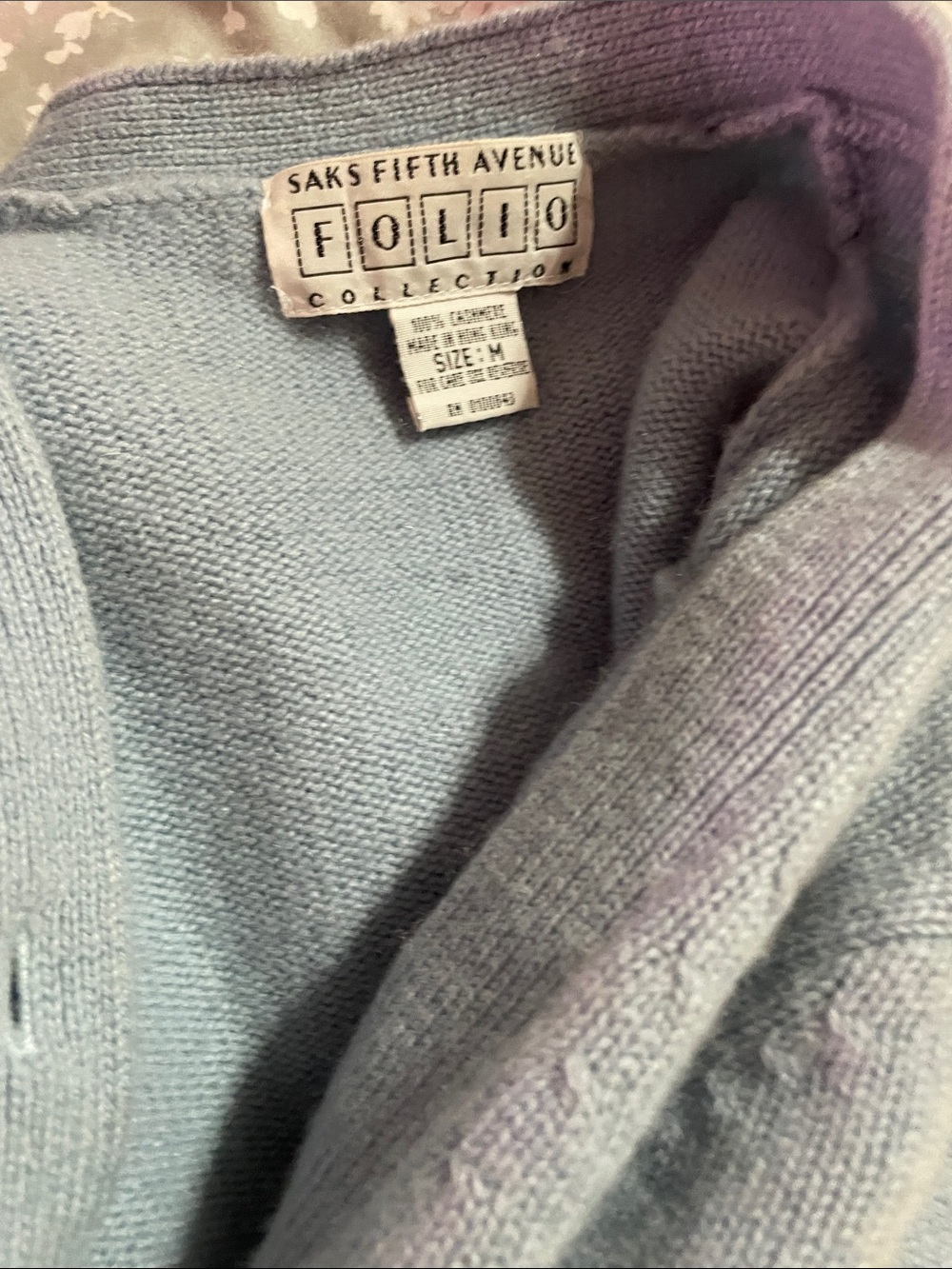 Saks Fifth Avenue Light Blue Cashmere Cardigan